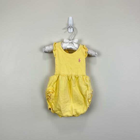 Ralph Lauren Yellow Ruffle Romper 6 Months - Picture 1 of 5